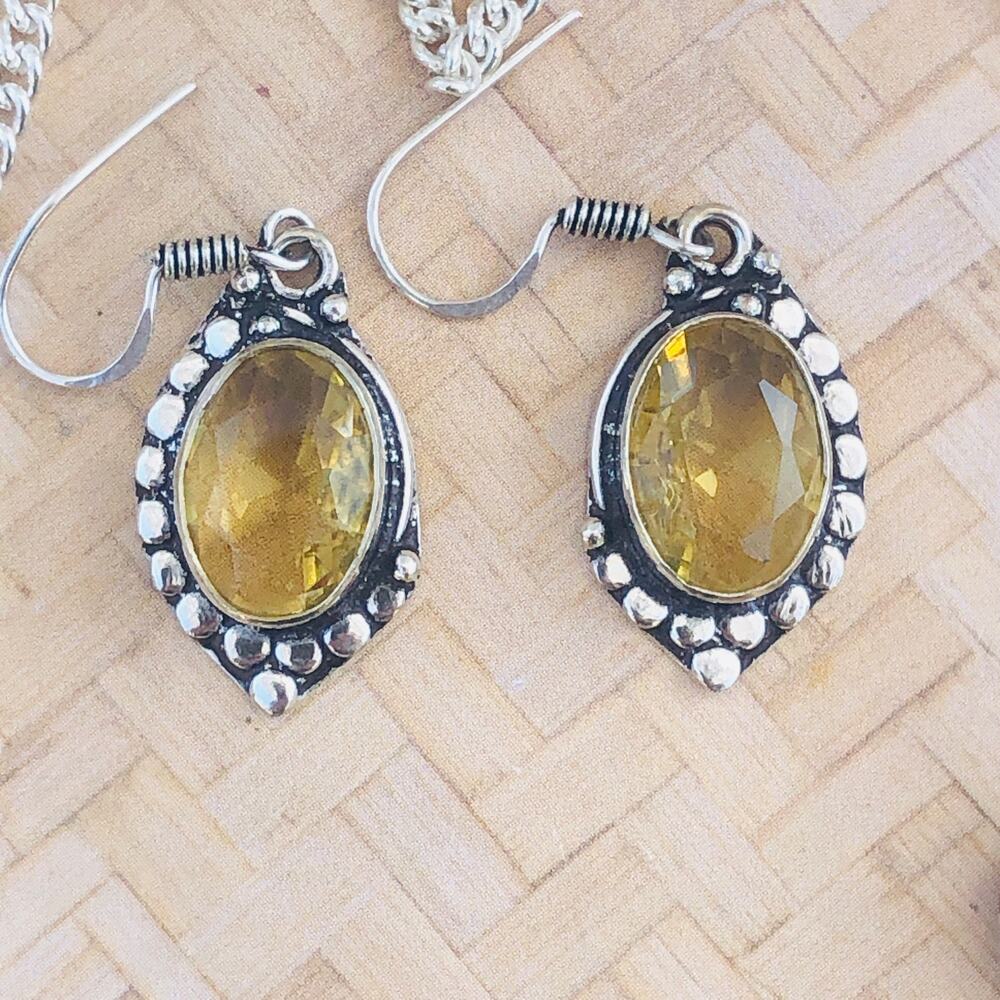 925 Sterling Faceted Citrine Necklace 21" - Picture 6 of 7